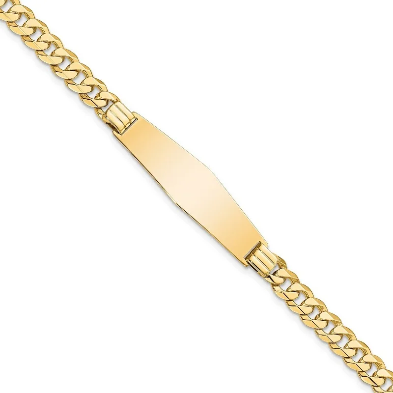 Women rose gold bangles and bracelets -Curata 9mm 14k Yellow Gold Engravable Curb Link Soft Diamond Shape ID Bracelet