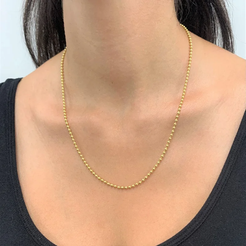 Women statement necklaces -Joelle 14K Gold Bead Necklace- 2.5MM- 20" Yellow Gold Gifts for Her