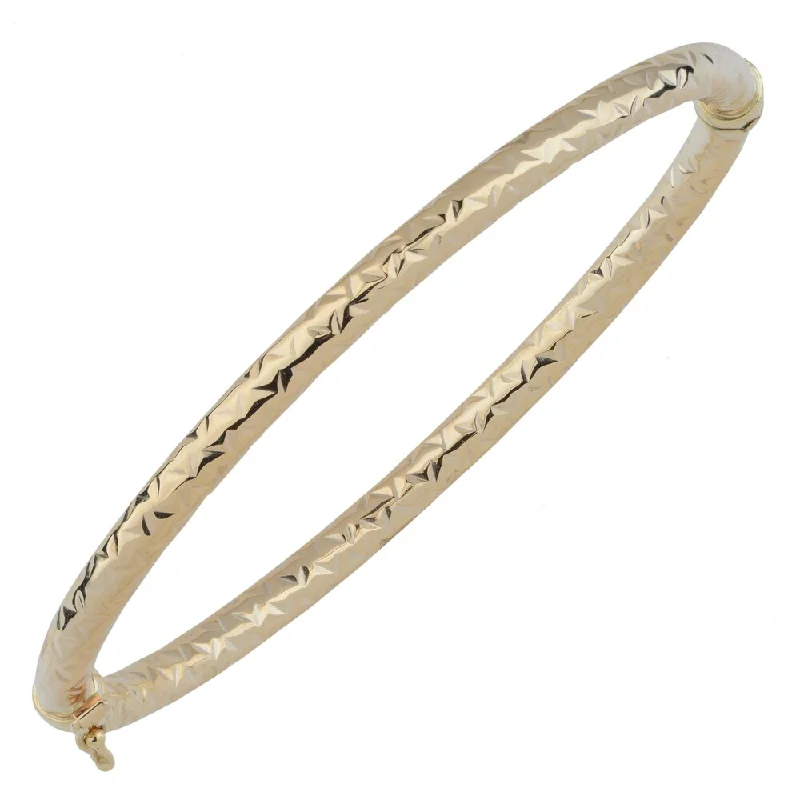 Women customized charm bangles and bracelets -Fremada Italian 14k Yellow Gold 4-mm Diamond-Cut Bangle Bracelet