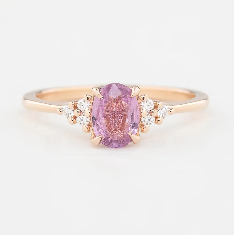 Women sleek gold engagement rings -Teresa Ring - 0.84ct Light Pink Ceylon Sapphire, 14k Rose Gold (One of a kind)