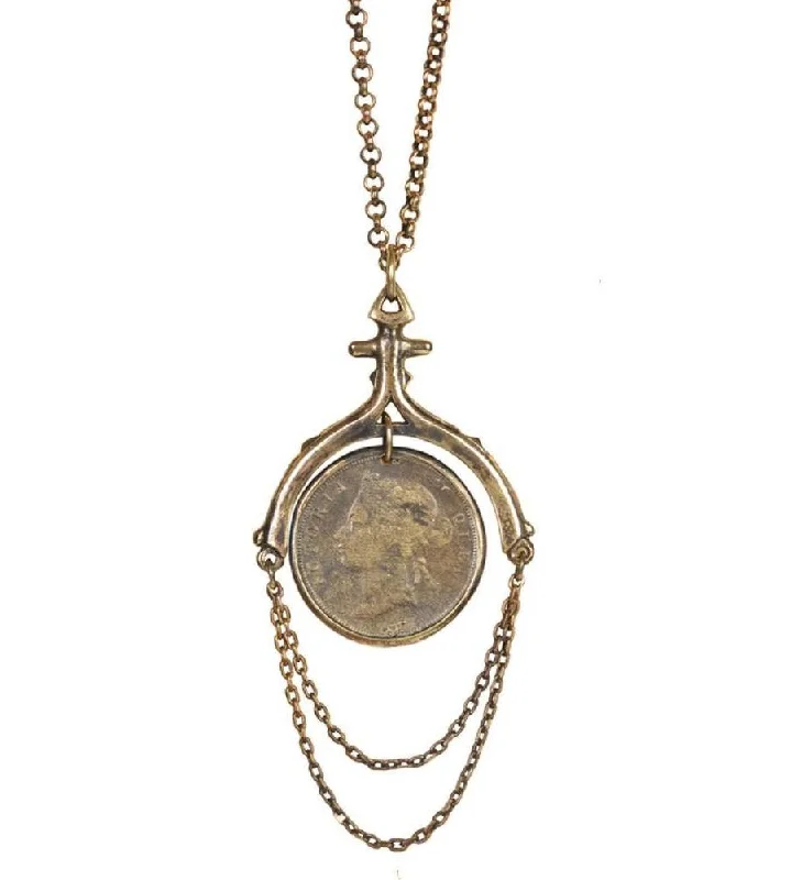 Women vintage pearl necklaces -Antique Coin Necklace