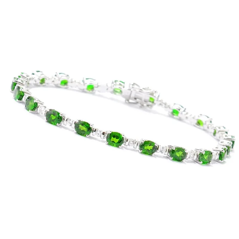 Women infinity charm bangles and bracelets -Sterling Silver 8.8 CTW Chrome Diopside and White Zirconia Bracelet