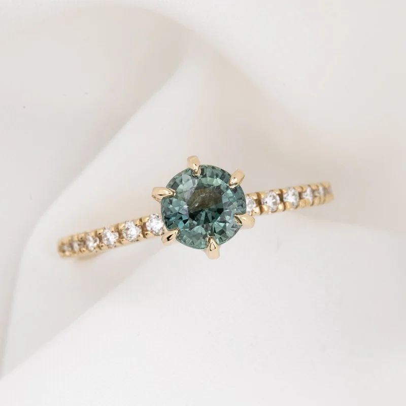 Women vintage engagement rings -Maria Luxe Ring 1.33ct Light Green Montana Sapphire, 14k Yellow Gold (One of a kind)