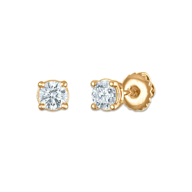 Custom earrings for women -EcoLove 1/2 CTW Lab Grown Diamond Stud Earrings in 10KT Yellow Gold