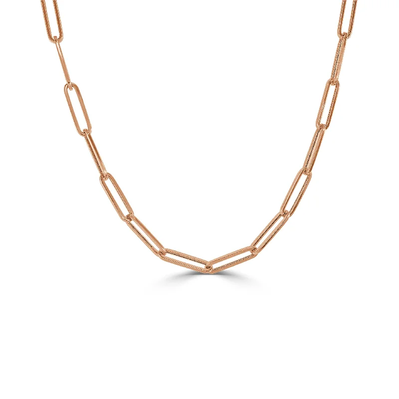 Women luxury necklaces -Joelle Gold Link Chain Necklace 14k Rose Gold 18" inches Gifts for Her