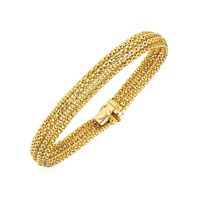 Women statement cuff bangles and bracelets -14k Two Tone Gold 7 1/4 inch Multi Strand Textured Bracelet