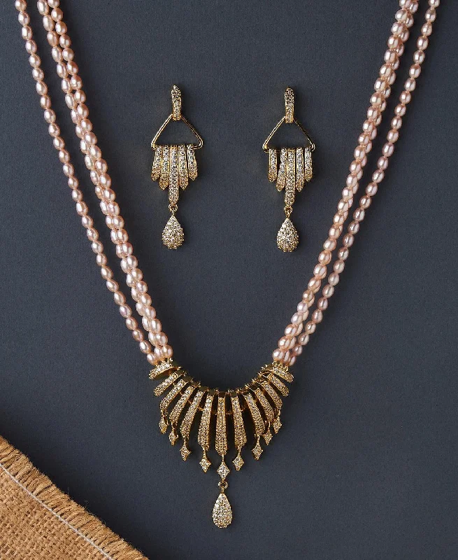 Gold necklaces for women -Ravishing Real Pearl Necklace Set