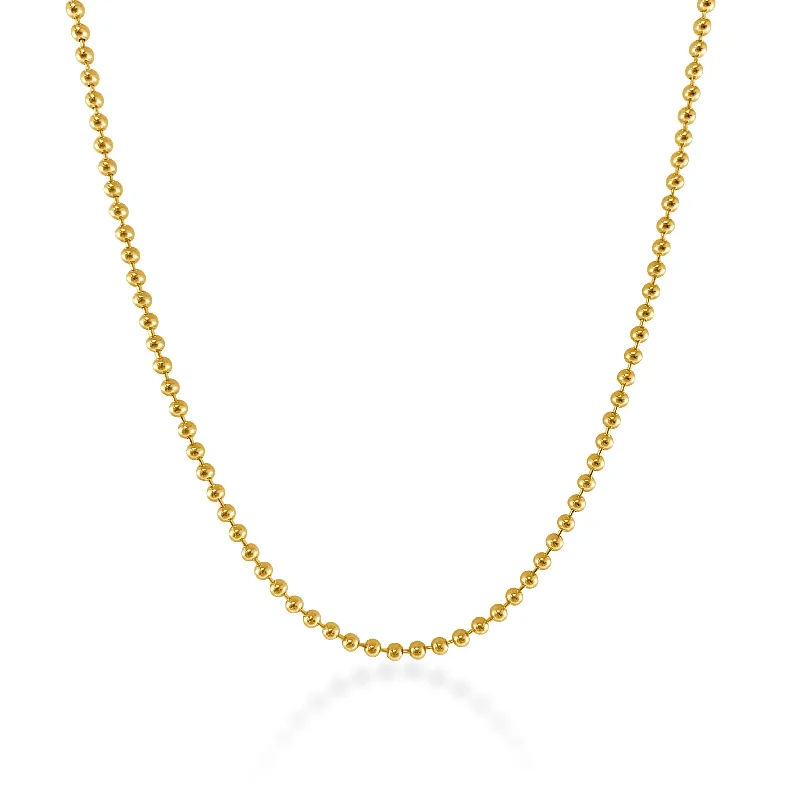 Women vintage pearl necklaces -Joelle 14K Gold Bead Necklace- 3MM- 18" Yellow Gold Gifts for Her