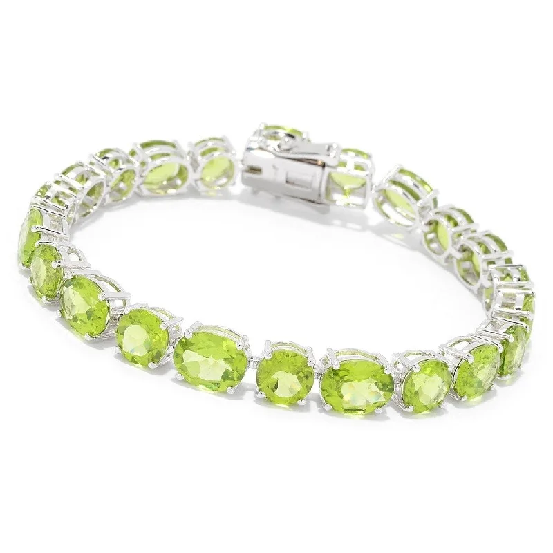 Women customized bangles and bracelets -Sterling Silver Choice of Length Multi Cut Peridot Line Bracelet