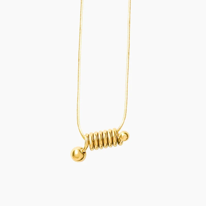 Women multi-layer necklaces -Gold Plated Spiral Spring Pendant Necklace