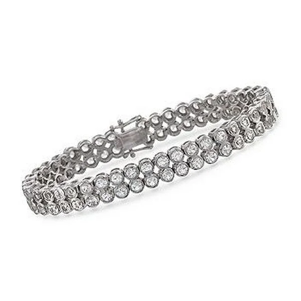 Women charm bangles and bracelets -925 Sterling Silver White Topaz Tennis Bracelet