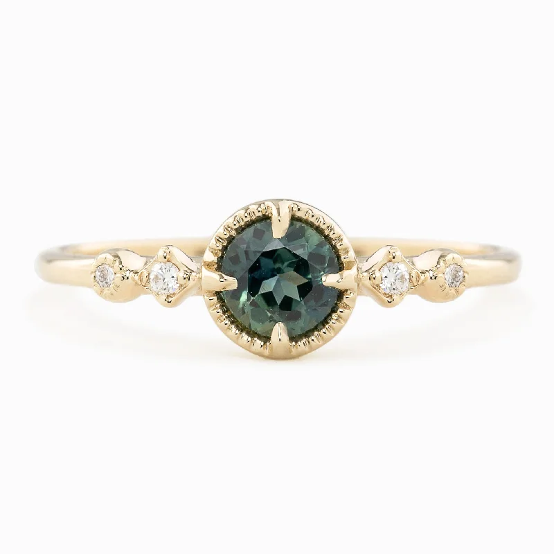 Women vintage engagement rings -Stella Ring - 4.6mm 0.45ct Parti Blue Green Queensland Sapphire