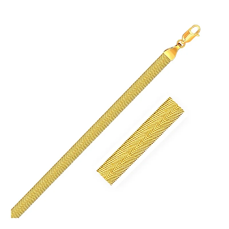 Women minimalist bangles and bracelets -5.0mm 14k Yellow Gold Super Flex Herringbone Bracelet