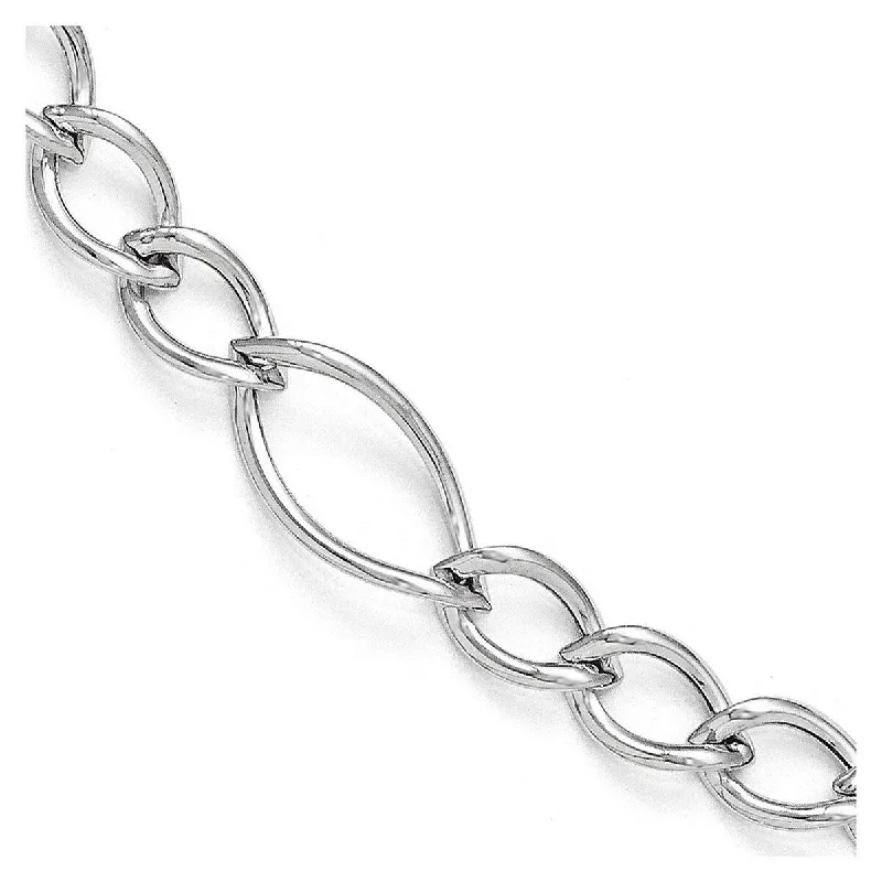 Women stackable silver bangles and bracelets -Curata 10k White Gold Fancy Twist Polished Link Bracelet 7.5 Inch