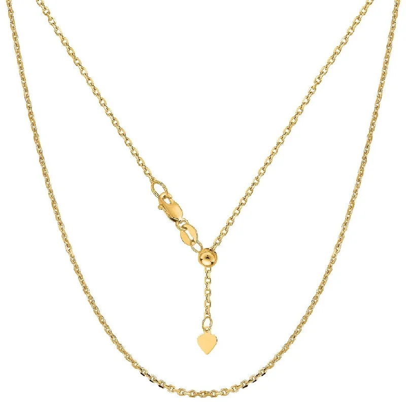 Women diamond-encrusted necklaces -14K Yellow Gold 0.9MM Adjustable Box Chain Necklace, Extends Up to 22" & 30", Bolo Slider Necklace, 100% Real 14K Gold