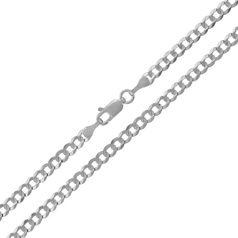 Women luxury pearl necklaces -14k White Gold 4mm Solid Cuban Curb Link Necklace Chain 18" - 30"