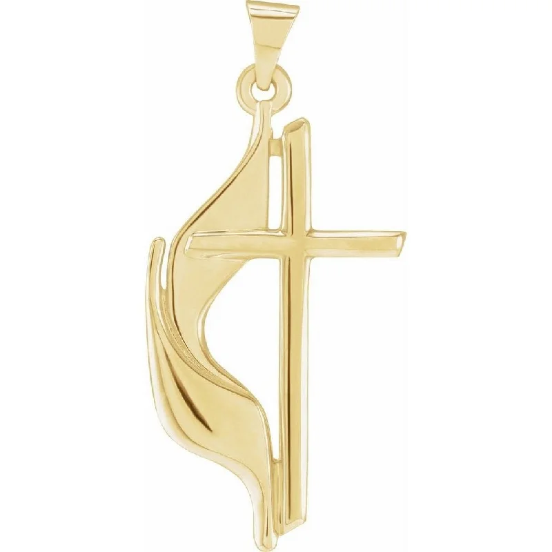 Women vintage-inspired necklaces -Curata 14k Yellow Gold 18" Polished Methodist Cross Pendant Necklace - 30x17.5mm