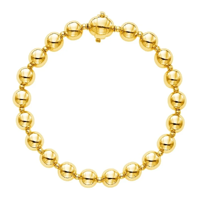 Women charm bangles and bracelets -14k Yellow Gold 7 3/4 inch Polished Bead Bracelet