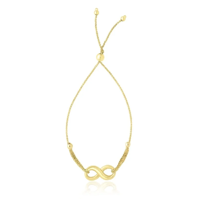 Women retro bangles and bracelets -14k Yellow Gold Infinity Motif Adjustable Lariat Bracelet