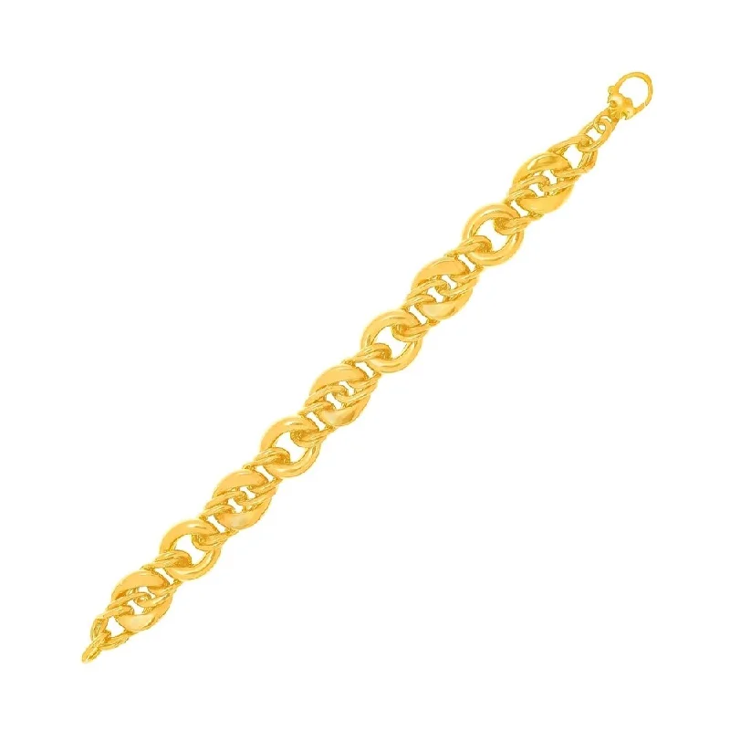 Women zodiac bangles and bracelets -14k Yellow Gold Bracelet with Twisted Style Chain