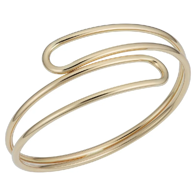 Women vintage-inspired bangles and bracelets -Fremada 14k Yellow Gold Double Bypass Bangle Bracelet (7.5 inches)