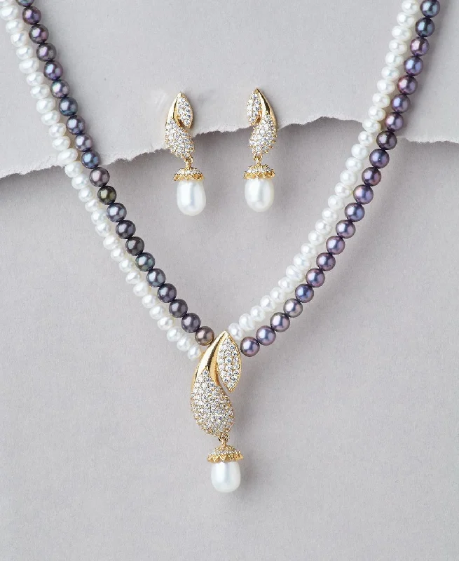 Women designer necklaces -Trendy Real Pearl Necklace Set