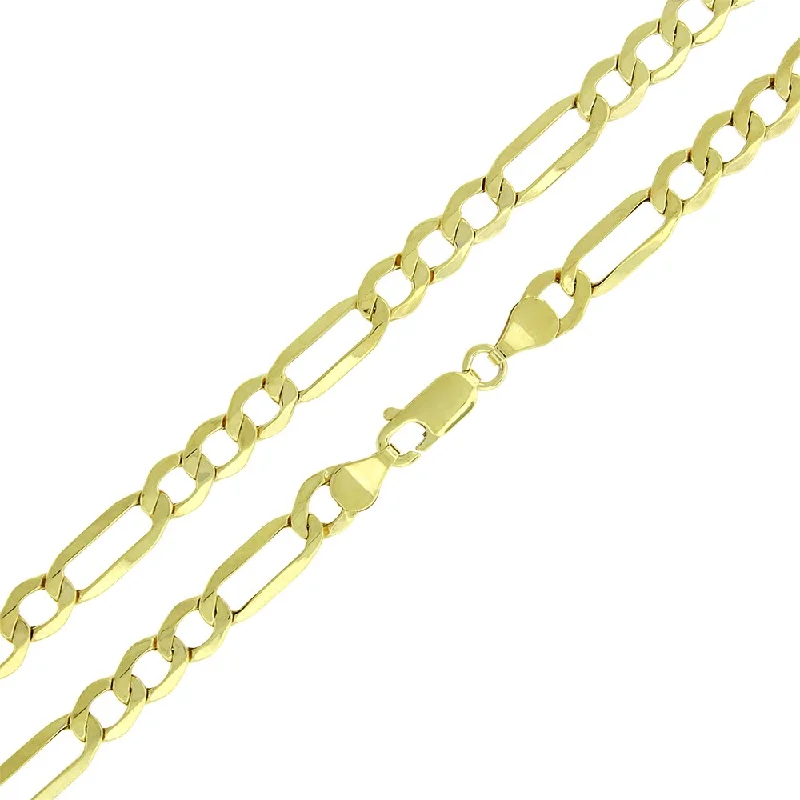 Women vintage necklaces -10k Yellow Gold 5.5mm Hollow Figaro Link Necklace Chain 22" - 28"