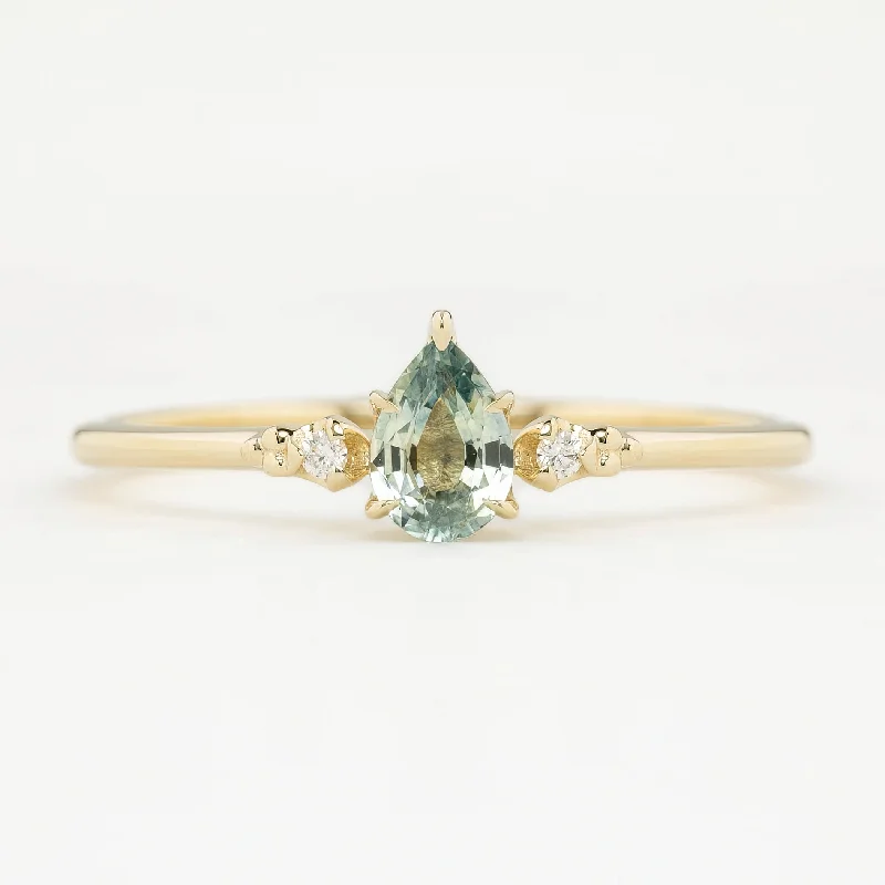 Women twisted engagement rings -Estel Ring 0.45ct Light Green Blue Montana Sapphire Ring