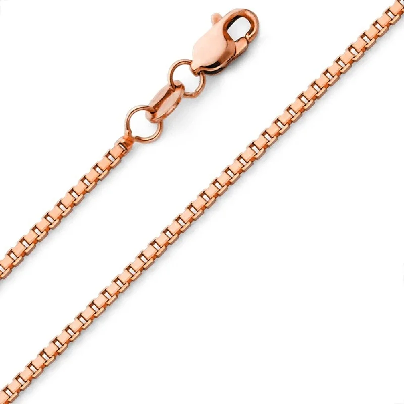 Women floral necklaces -10k Rose Gold 1.1mm Box Link Thin Square Pendant Necklace Chain