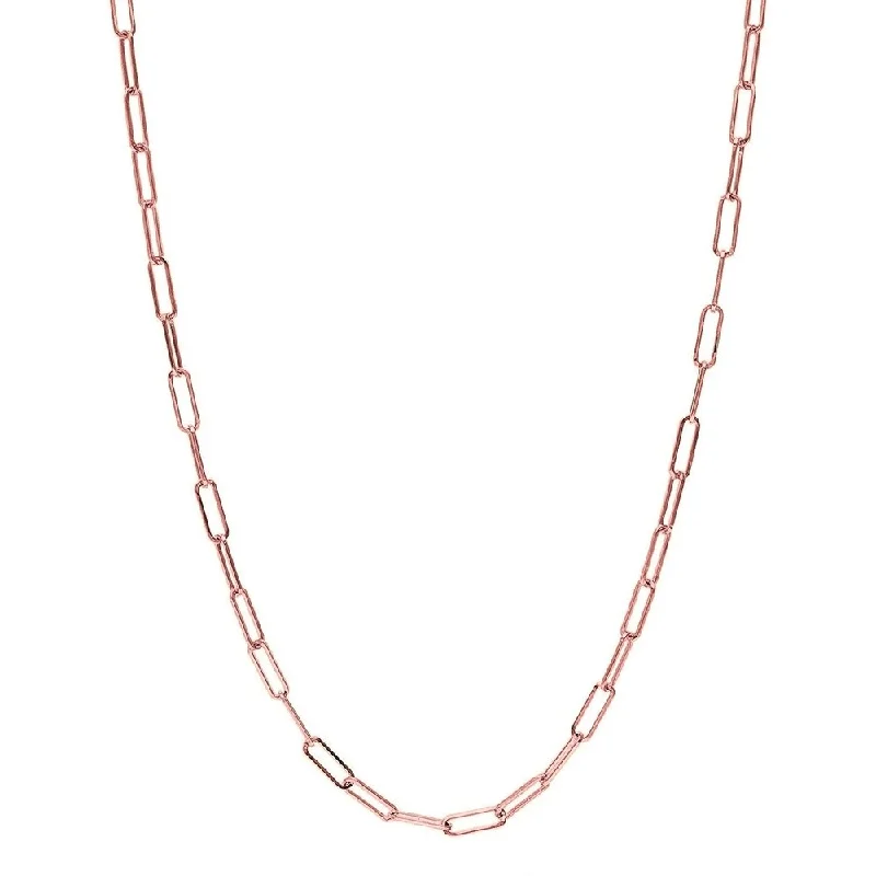 Women infinity necklaces -Womens 14k Rose Gold 2mm Paperclip Elongated Link Chain Necklace 16" - 24", Capital Jewelry