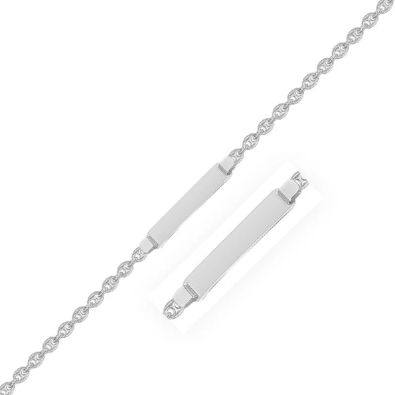 Women luxury cuff bangles and bracelets -14k White Gold Figaro Chain Fancy Children's ID Bracelet