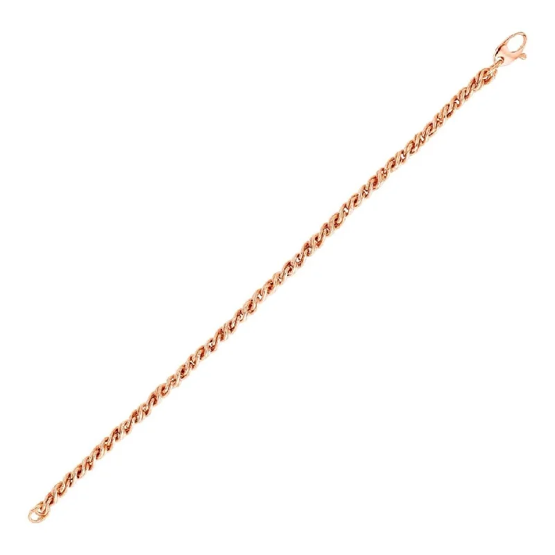 Women statement gemstone bangles and bracelets -14k Rose Gold 7 1/2 inch Braid Link Bracelet