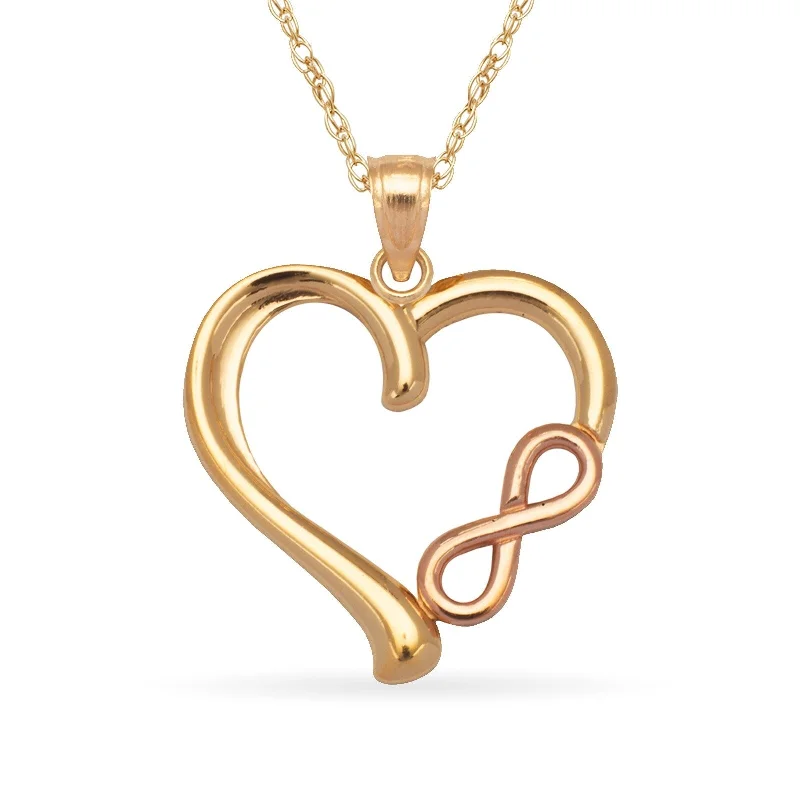 Women luxurious gemstone necklaces -14k Gold 16-Inch Polished Infinity Heart Pendant Necklace (Choice of colors)