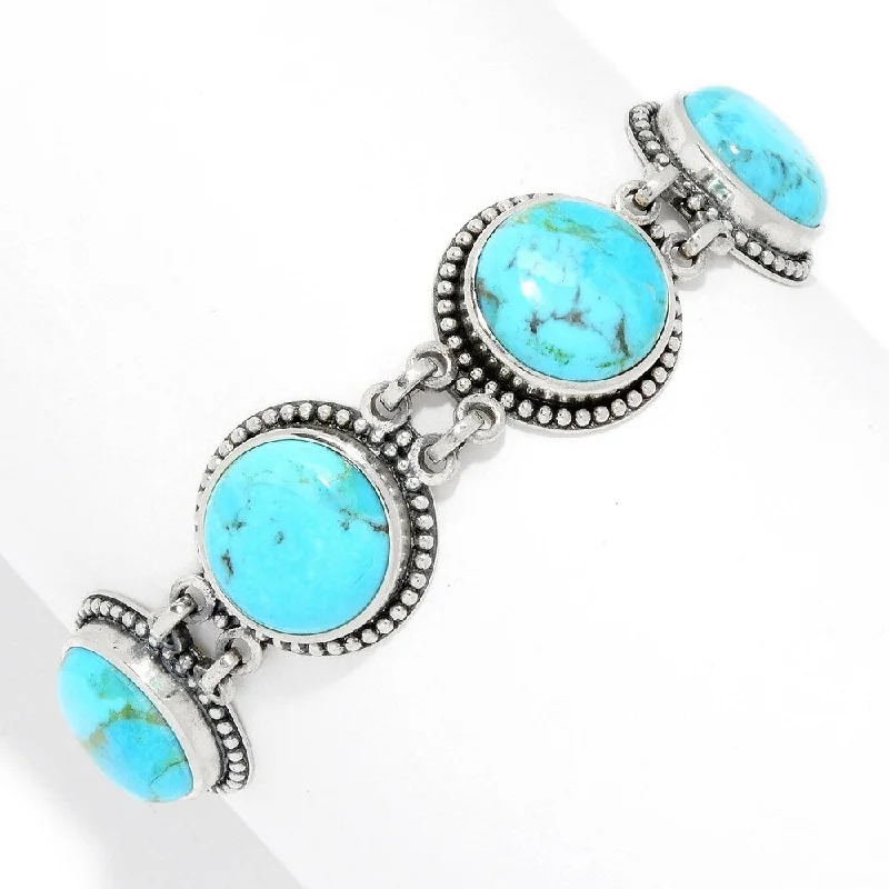 Women silver cuff bangles and bracelets -925 Sterling Silver Blue Mohave Turquoise Bracelet