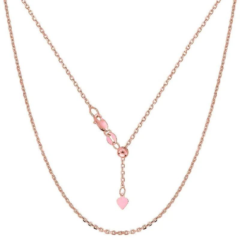 Women trendy pendant necklaces -14K Rose Gold 0.9MM Adjustable Box Chain Necklace, Extends Up to 22", Bolo Slider Necklace, 100% Real 14K Gold