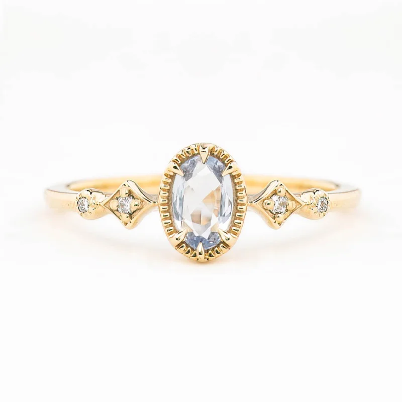 Women vintage-inspired engagement rings -Stella Ring 6x4mm 0.4ct Unheated Blue Sapphire, 14k Yellow Gold