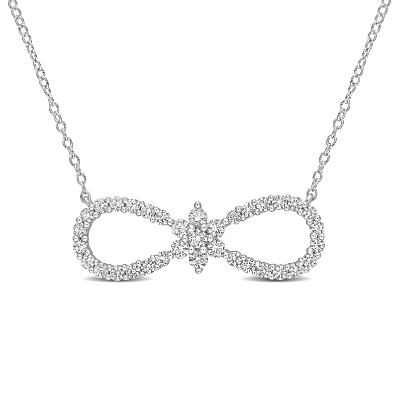 Women heart-shaped necklaces -Miadora Created White Sapphire Infinity Floral Necklace in Sterling Silver