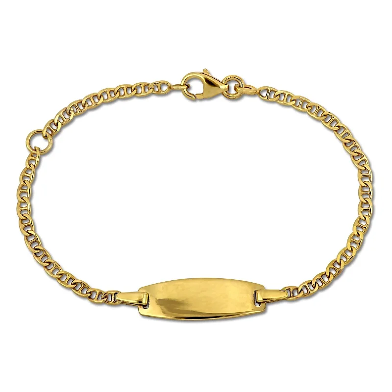 Women floral charm bangles and bracelets -Miadora 2mm Marine Link Chain ID Bracelet 14K Yellow Gold