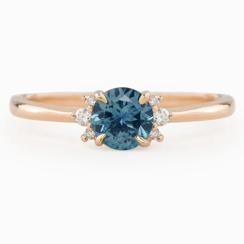 Women braided engagement rings -Lena Ring - 0.60ct Teal Blue Montana Sapphire, 14k Rose Gold