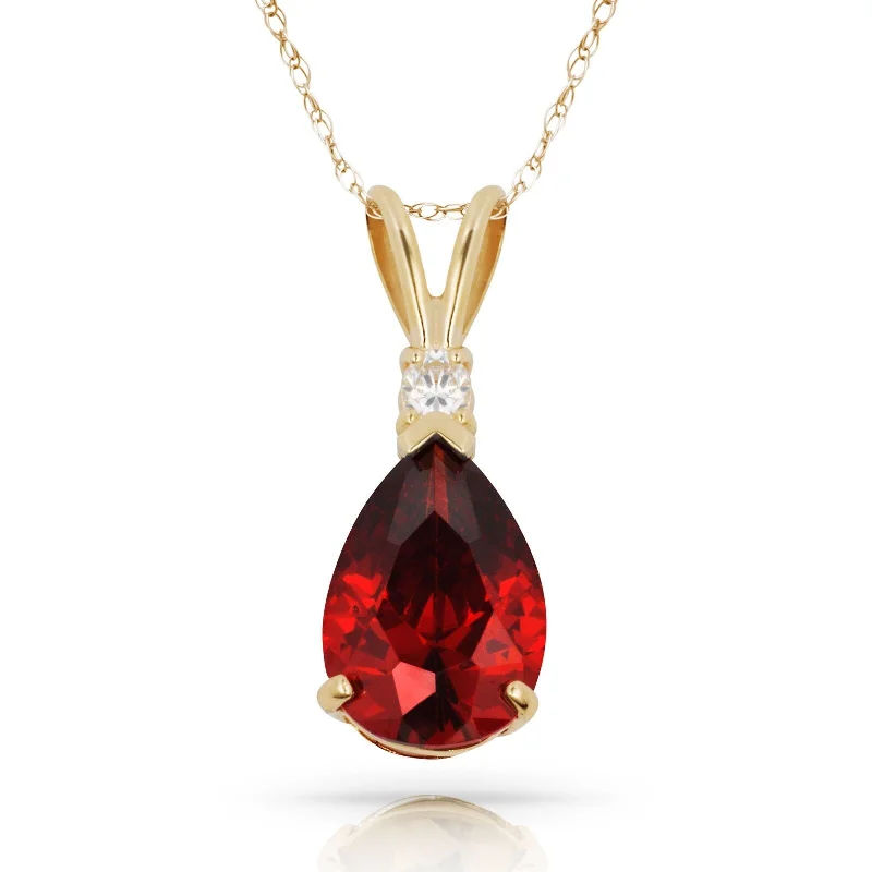 Women gemstone charm necklaces -Curata 14k Yellow Gold 18" Birthstone Pear-Shaped Cubic Zirconia Pendant Necklace