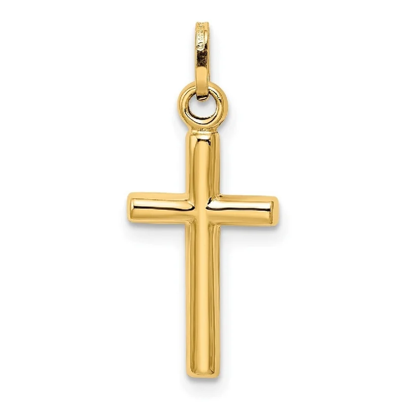 Women matching charm necklaces -Curata 14k Yellow Gold 18" Polished Small Hollow Cross Necklace - 16x10mm