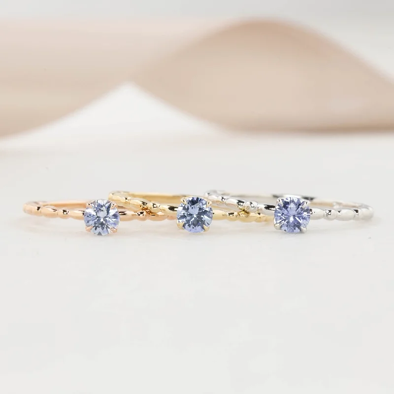 Women modern cuff engagement rings -Candy Ring 4mm 0.30ct Blue Ceylon Sapphire, 14k Gold