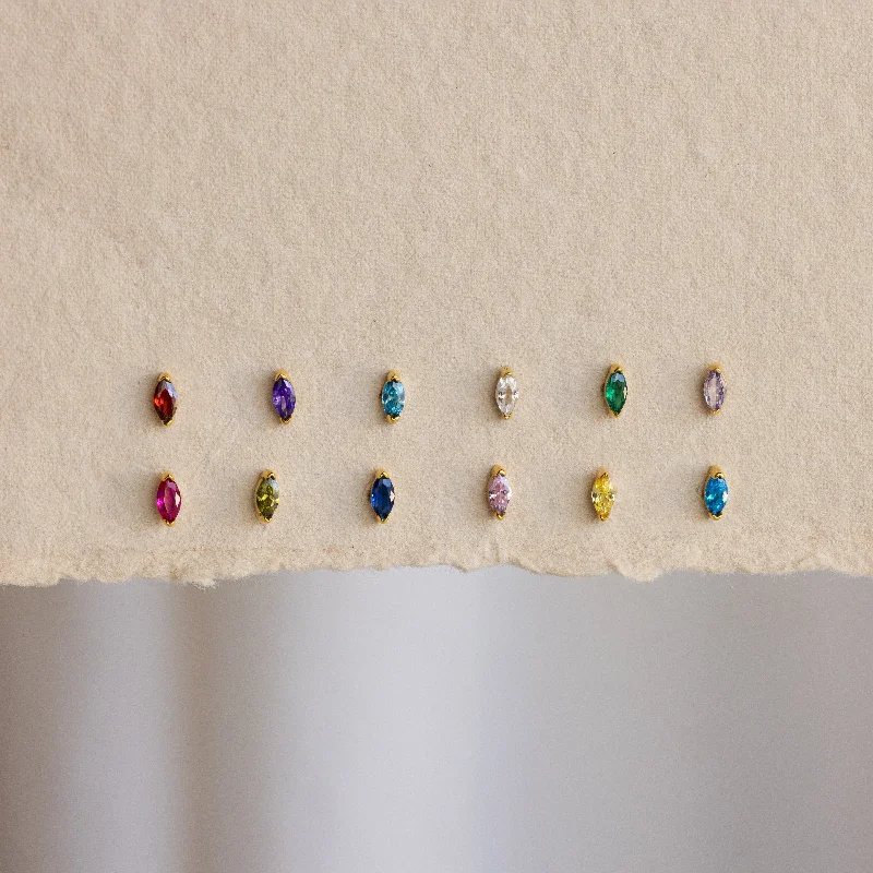 Women luxury earrings -Marquise Birthstone Studs