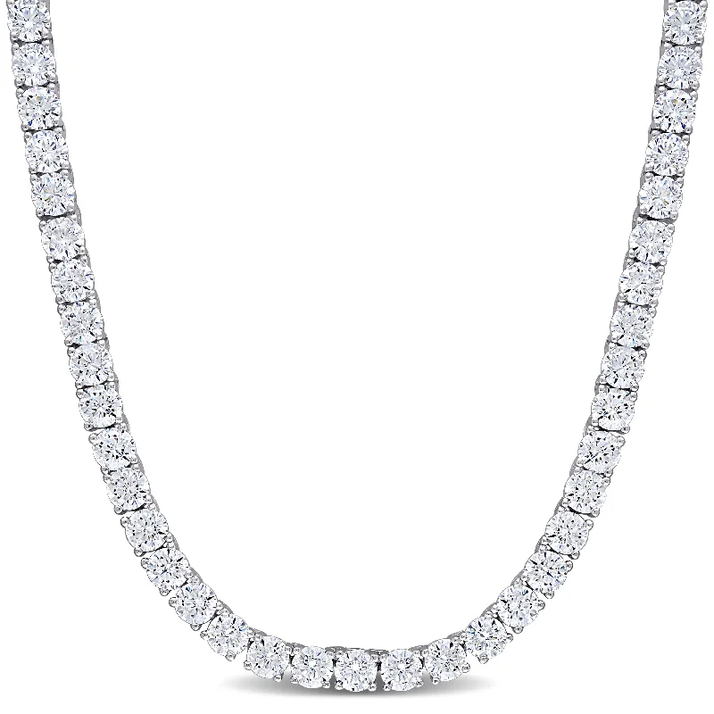 Women multi-stone necklaces -Miadora Sterling Silver 46 1/3ct TGW Cubic Zirconia Tennis Necklace - 17 in x 4.3 mm