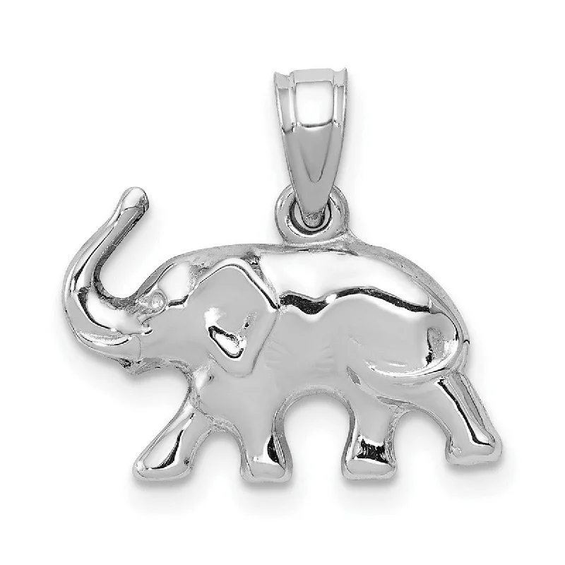 Women engraved pendant necklaces -Curata 14k White Gold 16.6x17.5mm Polished Good Luck Elephant Necklace