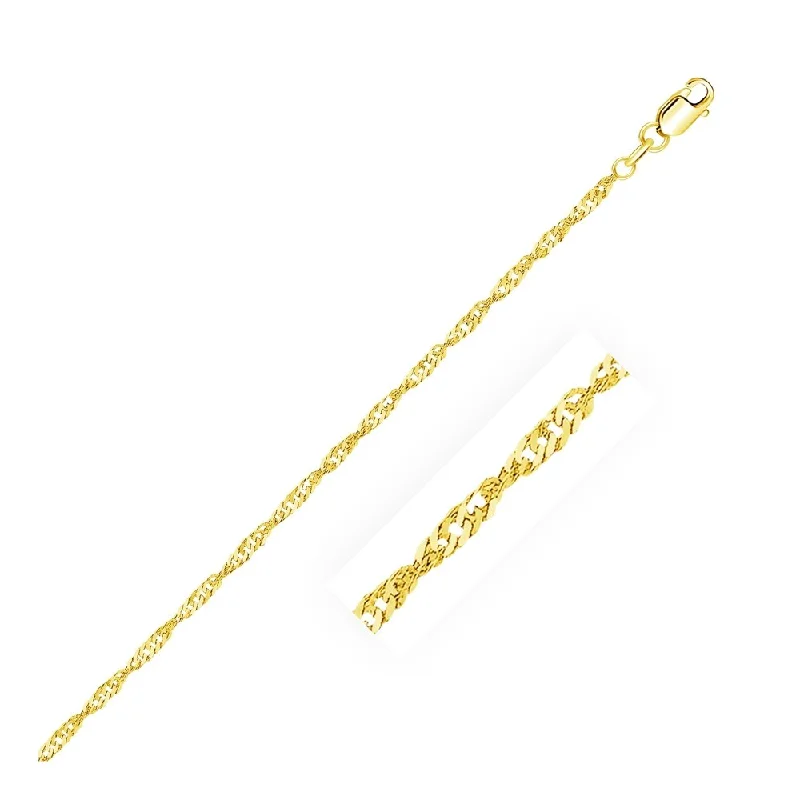 Women stylish bangles and bracelets -2.1mm 14k Yellow Gold Singapore Bracelet