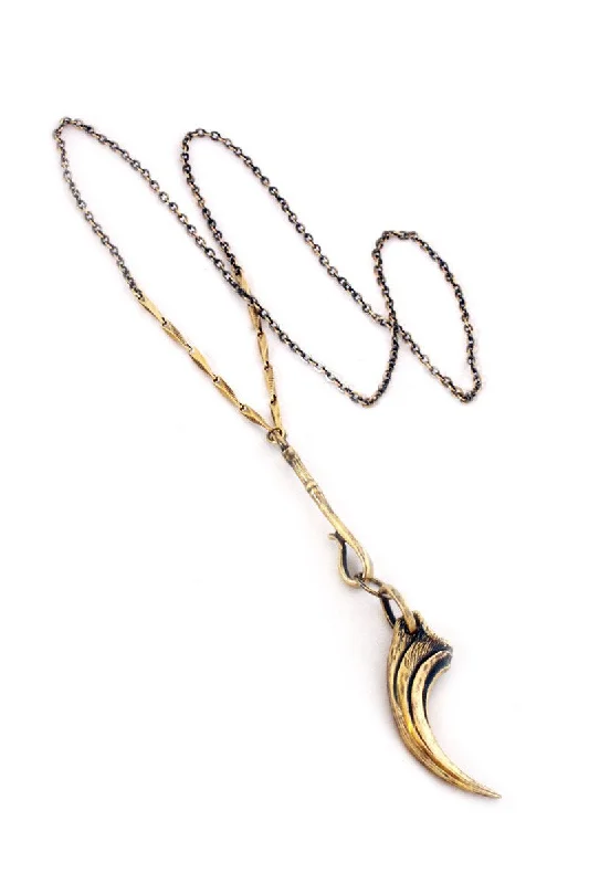 Women charm necklaces -tiger talon pendulum necklace brass