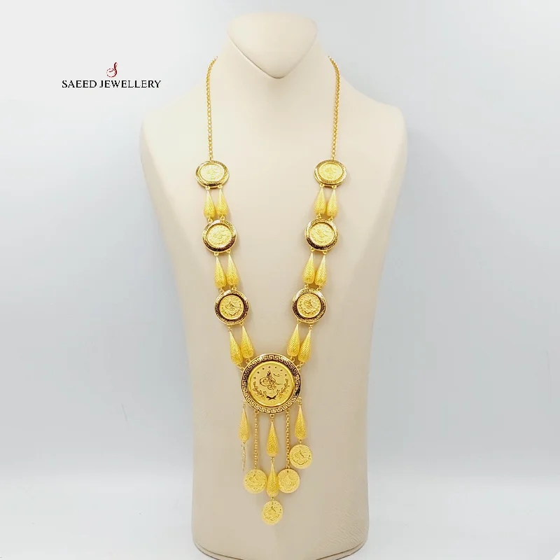 Women crystal necklaces -Enameled Rashadi Long Necklace