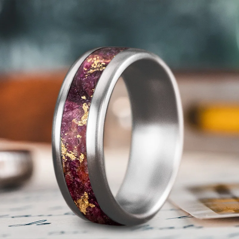 Women statement band rings -Custom Design - Single Inlay Ring 6-ThEKAFsFCwgizlQixfEbM1