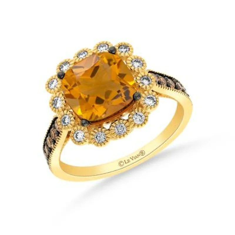 Women floral charm engagement rings -Le Vian Cinnamon Citrine® Diamond Ring